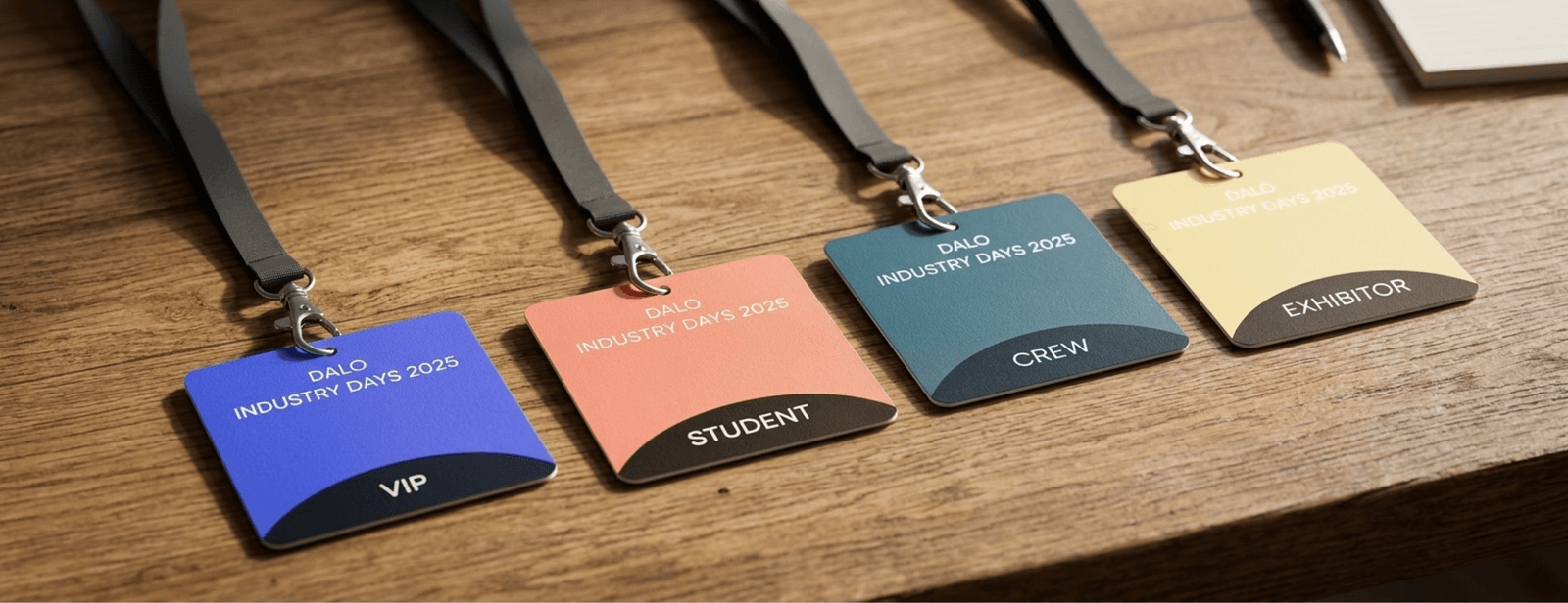 Fredo event name badge design examples