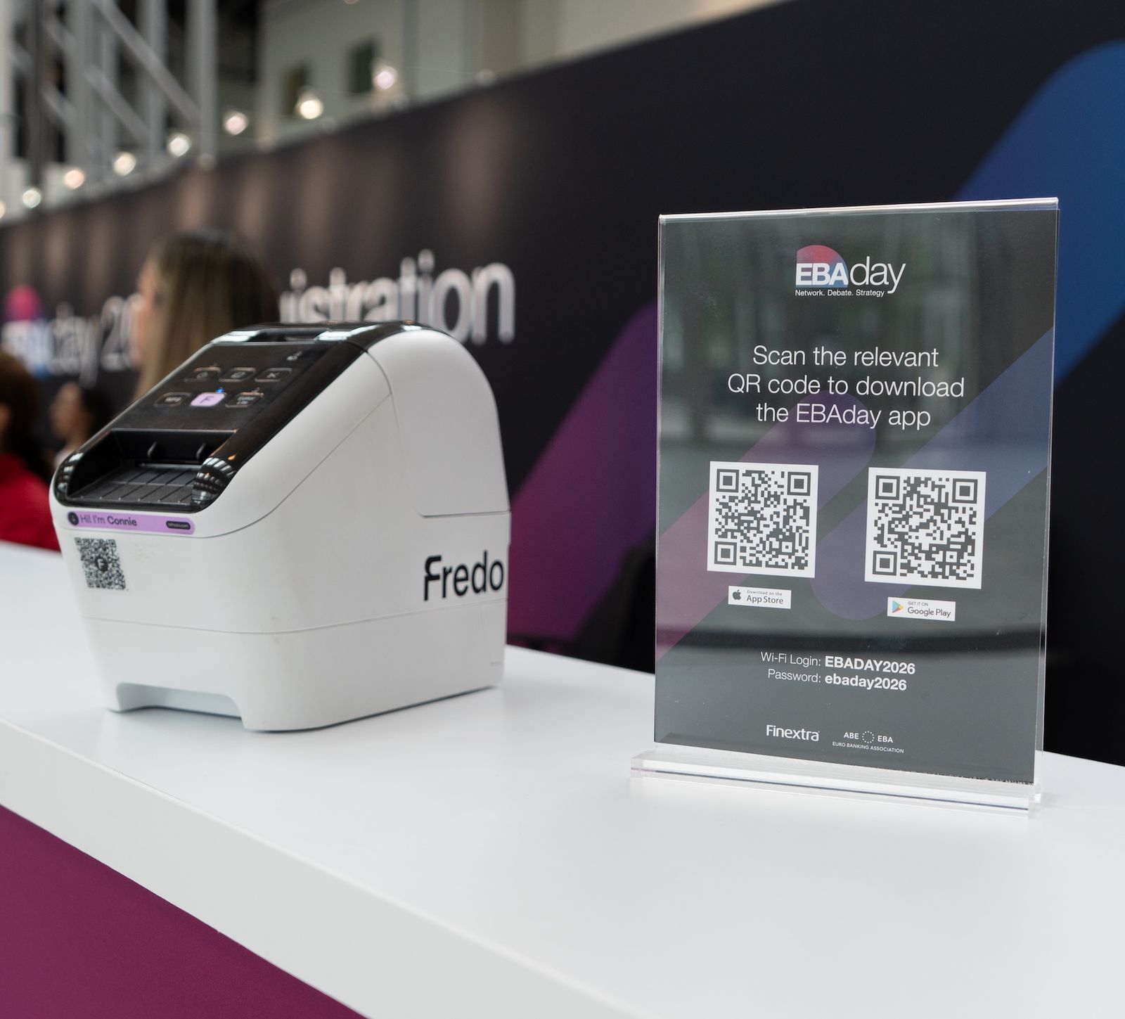 Fredo name badges displayed at an event